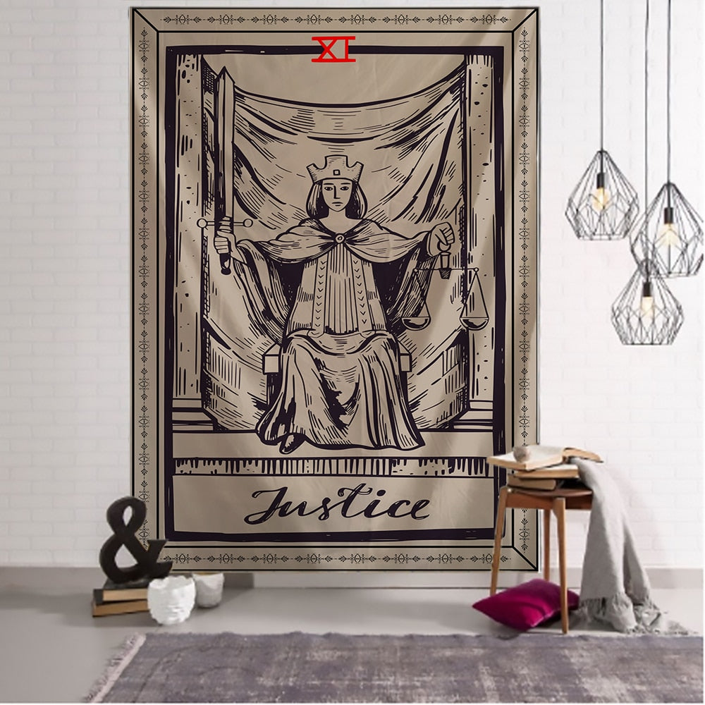 Justice Tarot Card Wall Tapestry