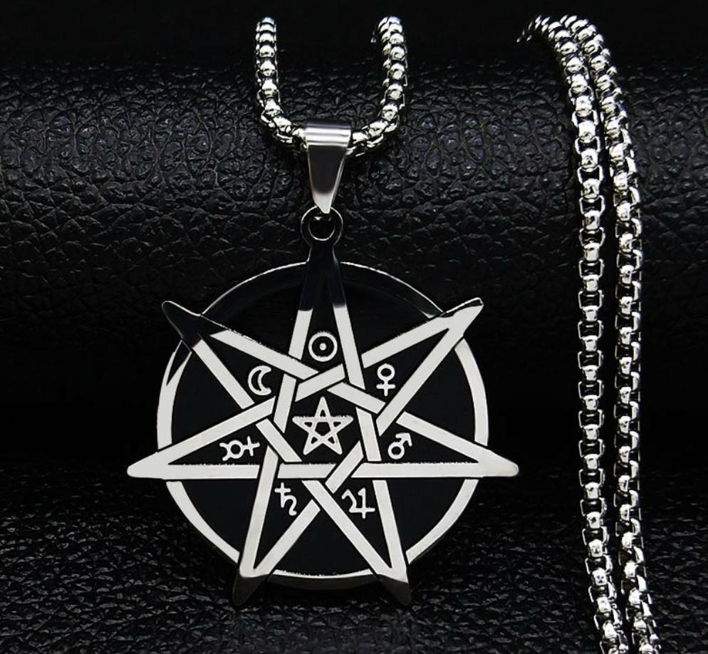 Seven-Pointed Star Witchcraft Stainless Steel Protection Necklaces