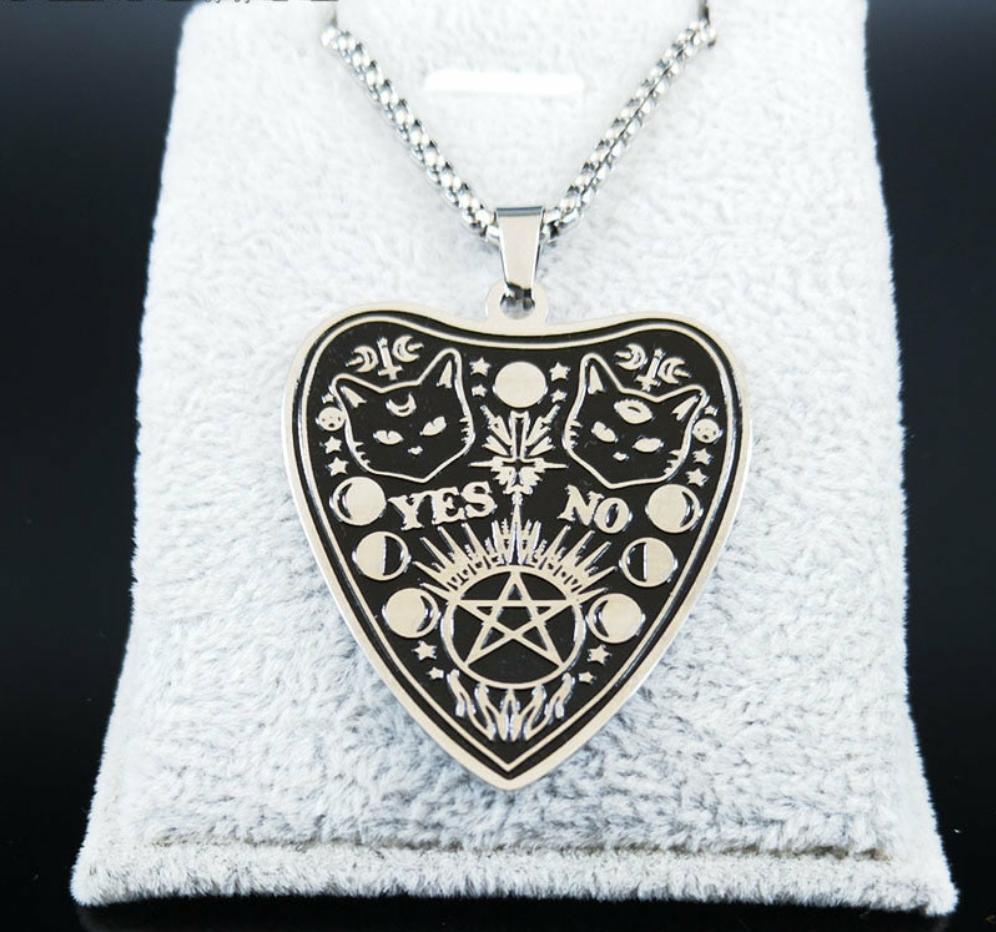 Wiccan/Pagan Necklaces And Bracelets With Moon Phase, Ouija, Pentacle, And Pentacle With Cat