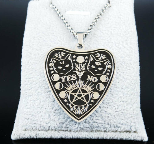 Wiccan/Pagan Necklaces And Bracelets With Moon Phase, Ouija, Pentacle, And Pentacle With Cat