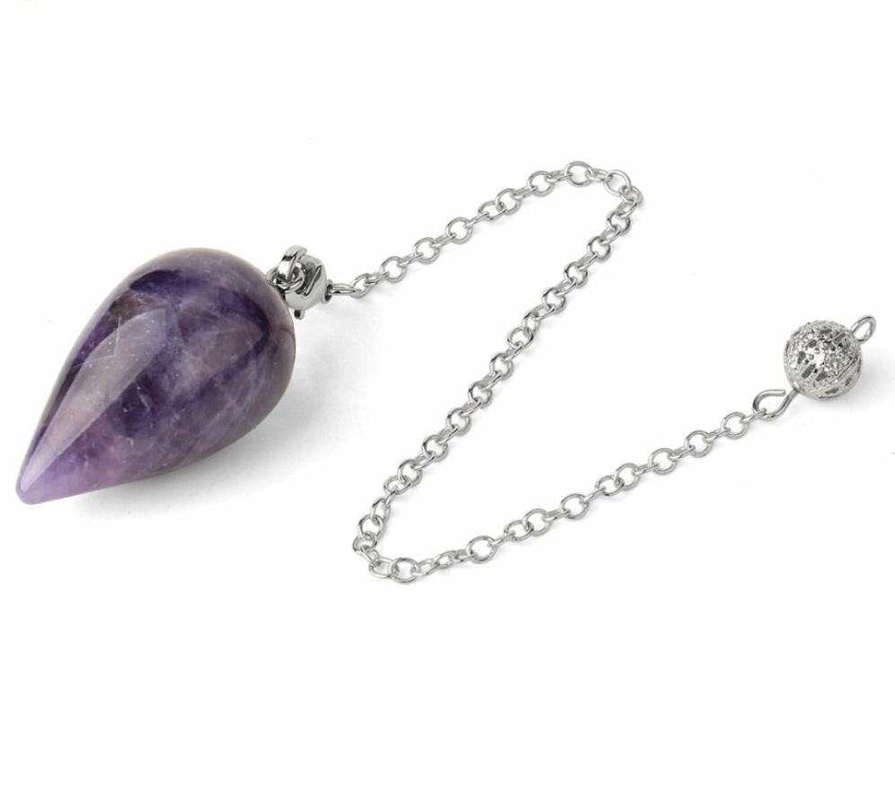 Water Drop Natural Stone Pendulums for Dowsing, Divination, Wicca, Healing, And Reiki