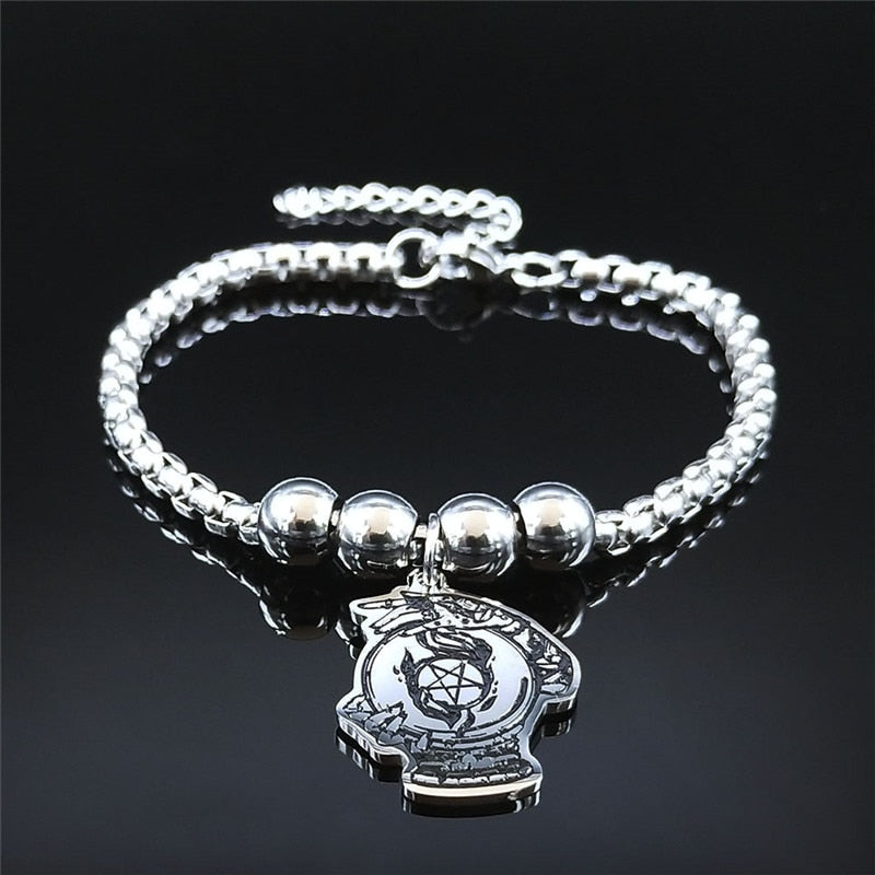 Wiccan/Pagan Necklaces And Bracelets With Moon Phase, Ouija, Pentacle, And Pentacle With Cat
