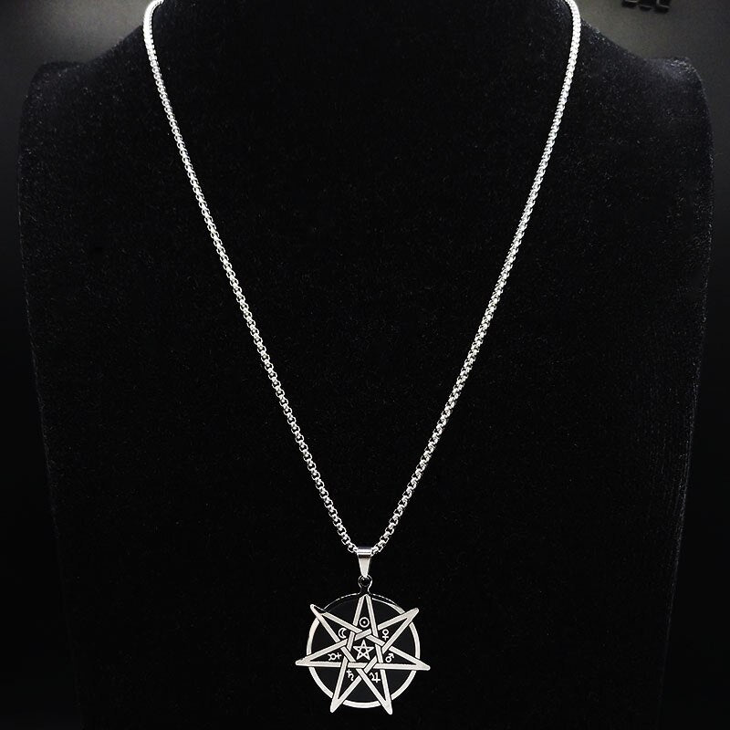 Seven-Pointed Star Witchcraft Stainless Steel Protection Necklaces