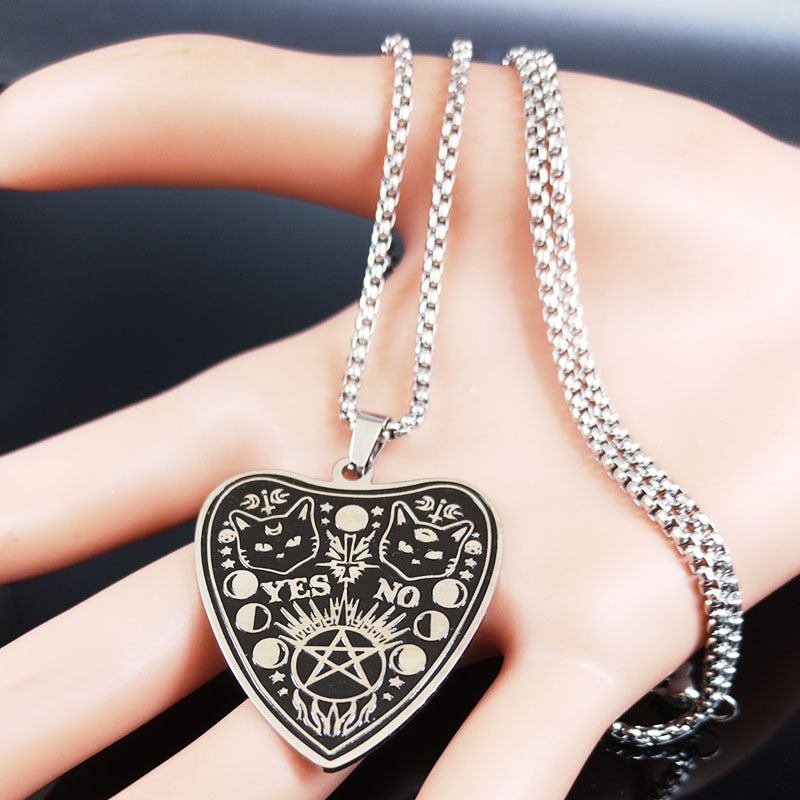 Wiccan/Pagan Necklaces And Bracelets With Moon Phase, Ouija, Pentacle, And Pentacle With Cat
