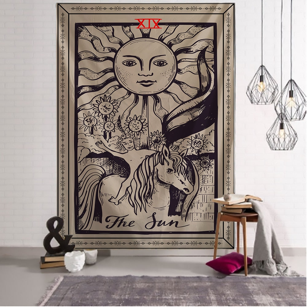 The Sun Tarot Card Wall Tapestry