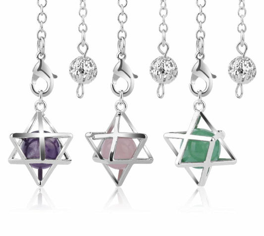 Natural Stone Merkaba Pendulums for Wicca, Dowsing, Divination,And Reiki