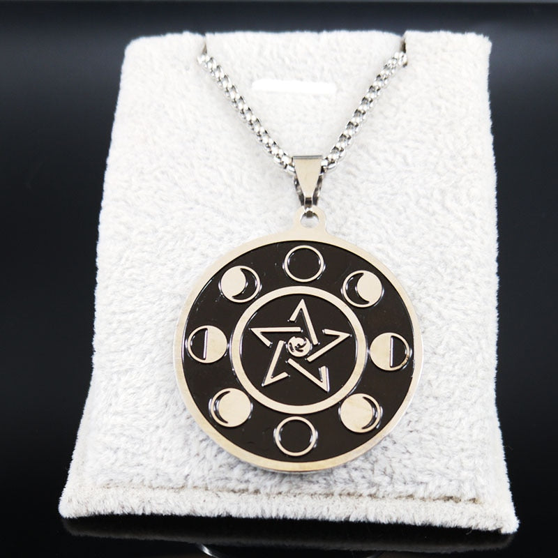 Wiccan/Pagan Necklaces And Bracelets With Moon Phase, Ouija, Pentacle, And Pentacle With Cat