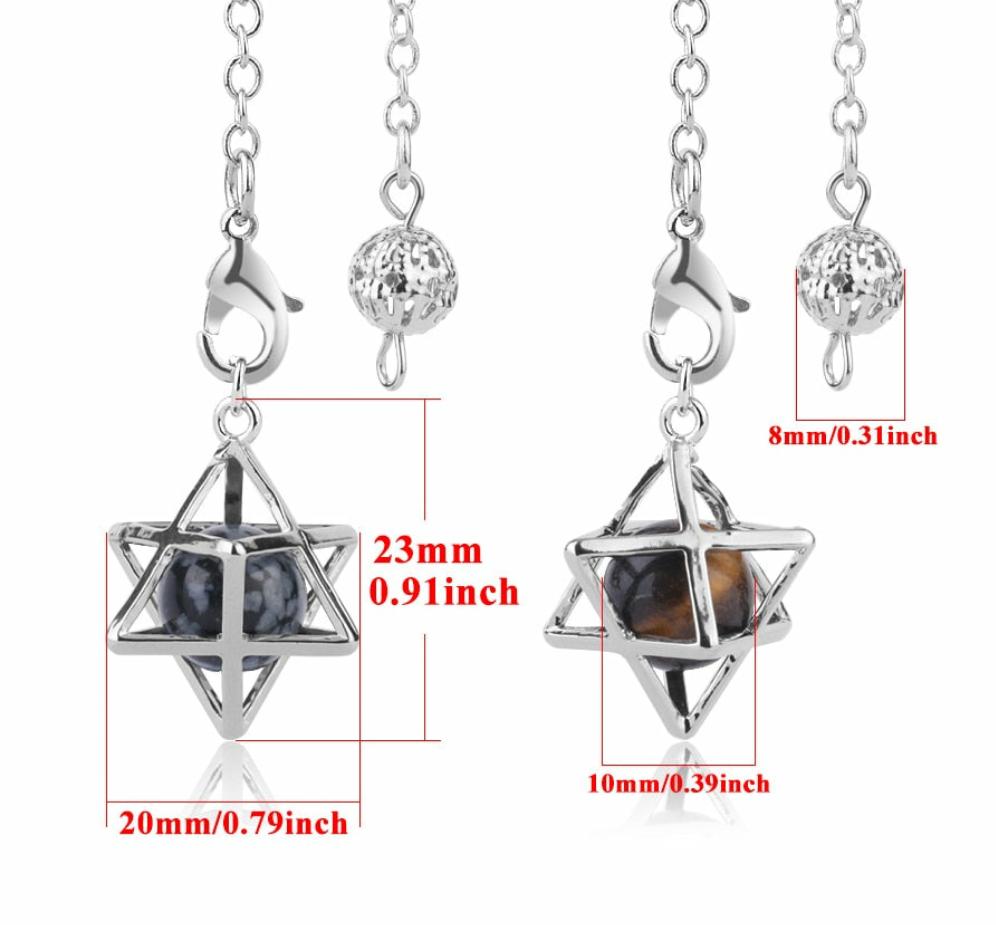 Natural Stone Merkaba Pendulums for Wicca, Dowsing, Divination,And Reiki