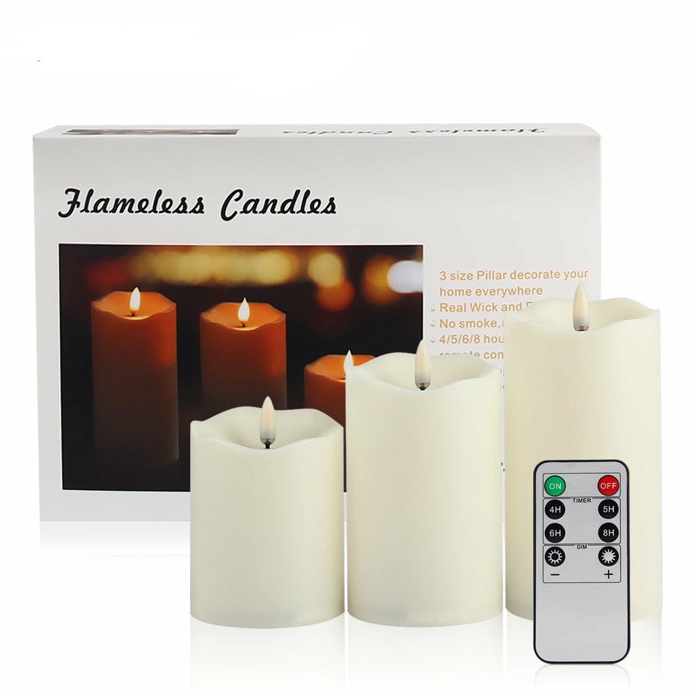 Remote Control LED Flameless Candle Lights/ Battery Powered Led Tea Lights 3 PC Set