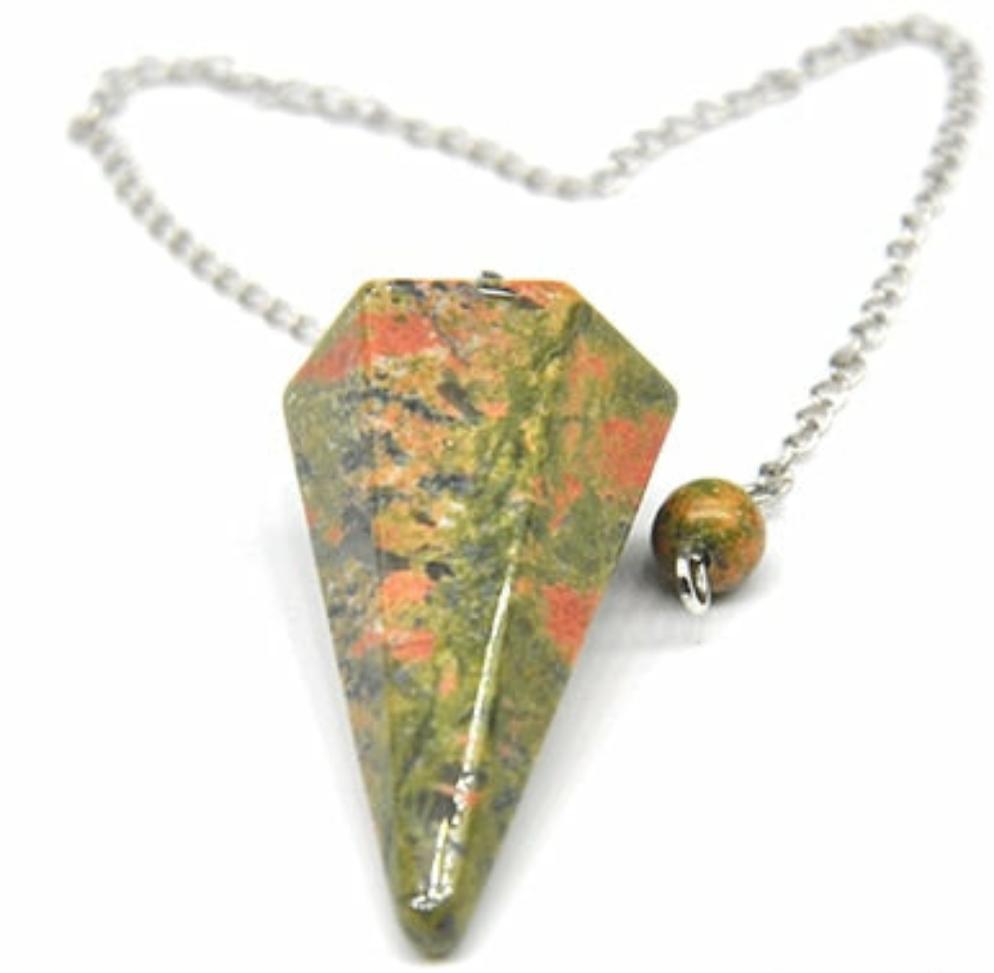 Natural Gemstone Chakra Pyramid Hexagonal Pendulum Healing Crystals