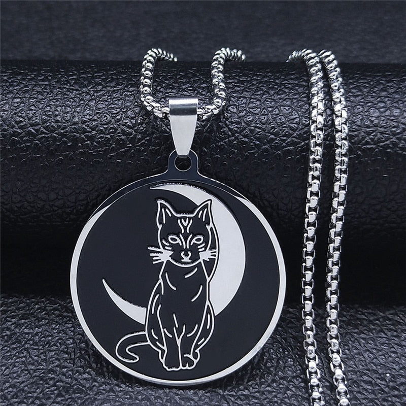 Wiccan/Pagan Necklaces And Bracelets With Moon Phase, Ouija, Pentacle, And Pentacle With Cat