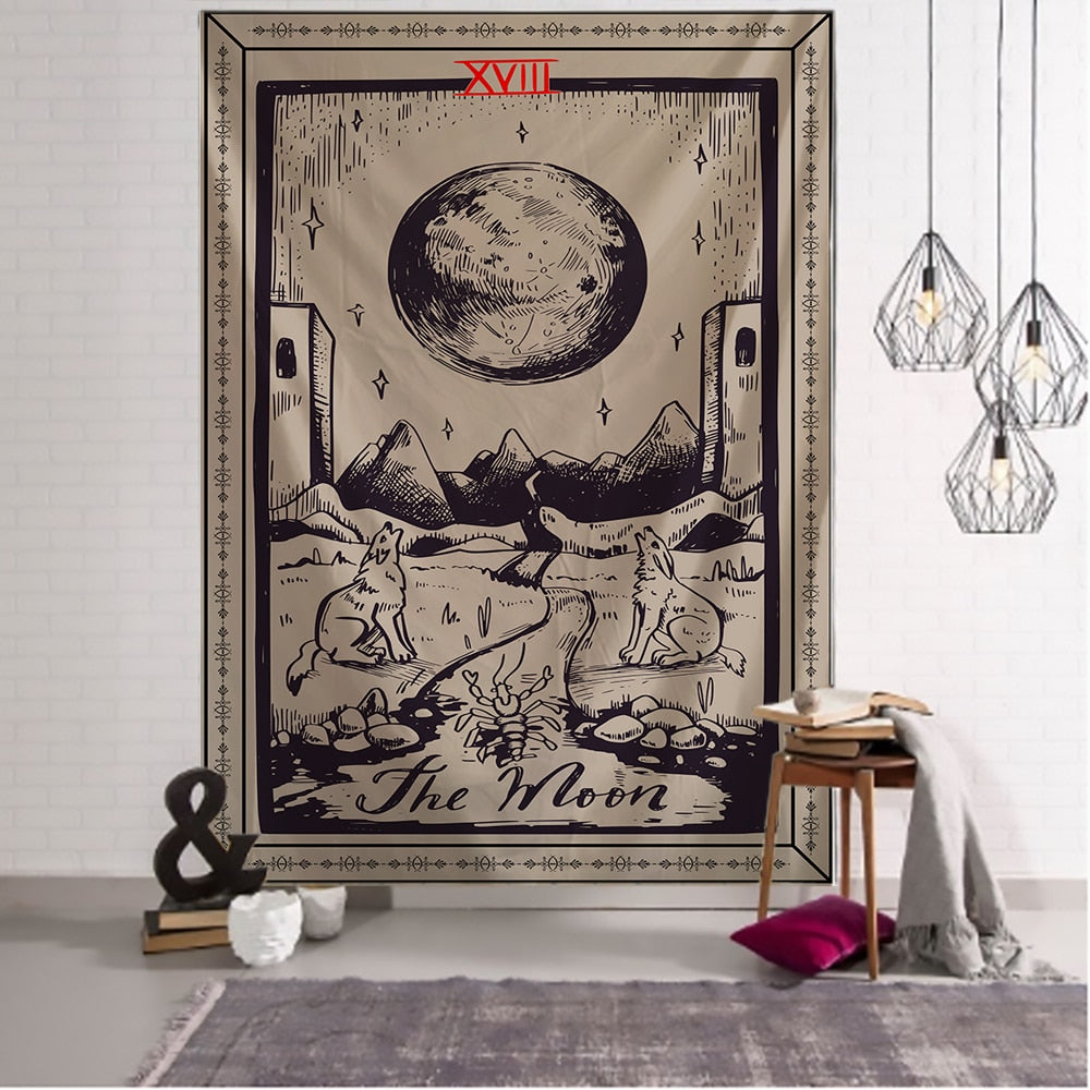 The Moon tarot card Wall Tapestry