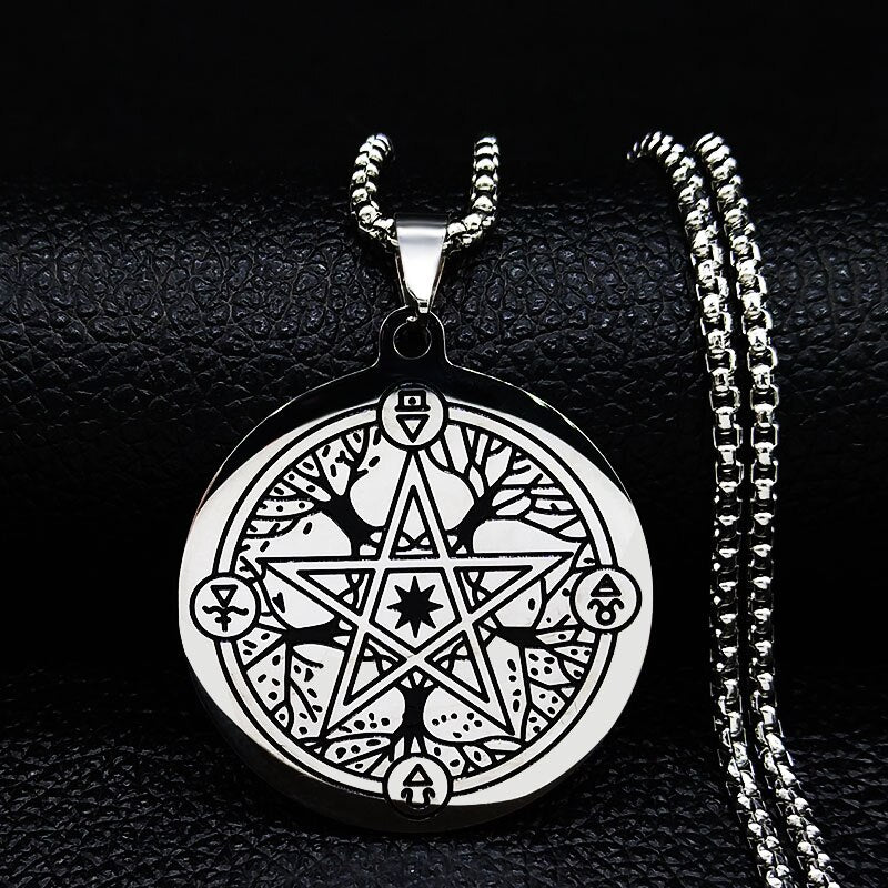 Seven-Pointed Star Witchcraft Stainless Steel Protection Necklaces