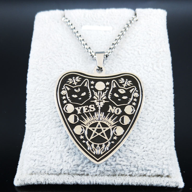 Wiccan/Pagan Necklaces And Bracelets With Moon Phase, Ouija, Pentacle, And Pentacle With Cat